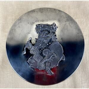 Vintage Metzke Santa Tin Pewter Old Saint Nick Christmas Can 6"